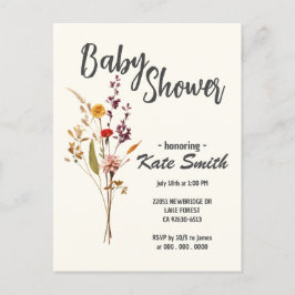 Vildblomma Boho Baby Shower Inbjudan Vykort