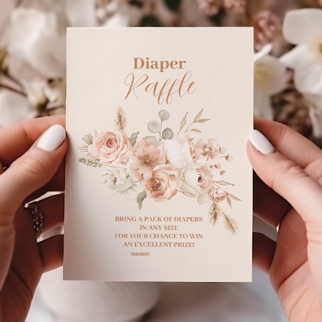 Vildblomma Boho Baby Shower Lotteri Blöja Tilläggskort (Skapare uppladdad)
