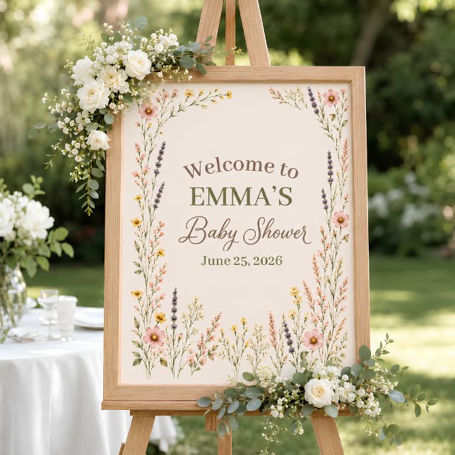 Vildblomma Boho Baby Shower Välkomstskylt Poster (Skapare uppladdad)