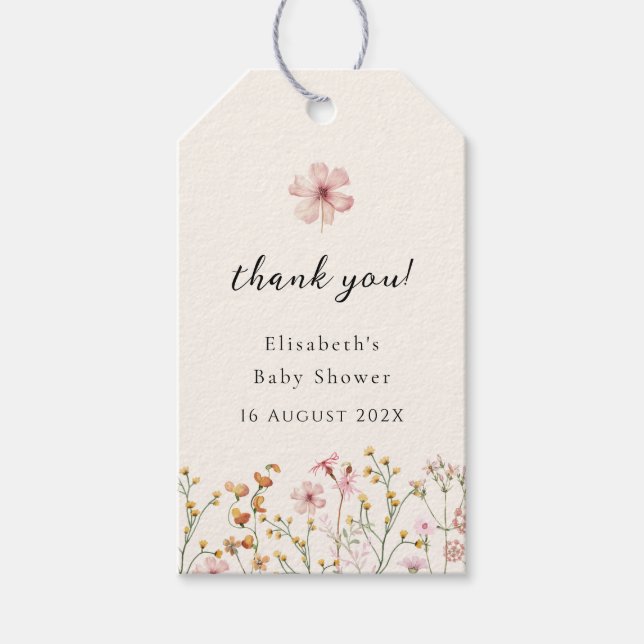 Vildblomma Boho Bebisbyte Presentetikett (Framsidan)