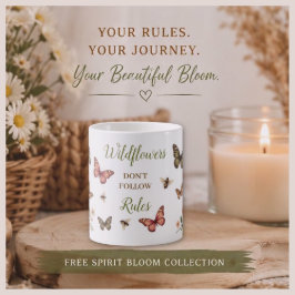 Vildblomma boho blommande fjäril bi inspirerande kaffemugg