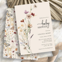 Vildblomma Boho Blommig Babyfirande Inbjudan