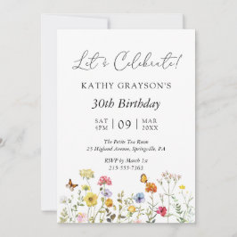 Vildblomma Boho Blommig Botanisk Födelsedagsfest Inbjudningar