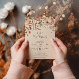 Vildblomma Boho Blommig Elfenben Baby i Knopp Inbjudningar