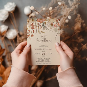 Vildblomma Boho Blommig Elfenben Baby i Knopp Inbjudningar