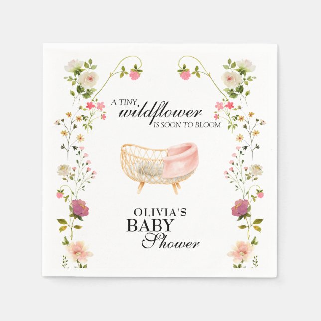 Vildblomma Boho Blommig Könsneutral Bebis-badkar Pappersservett (Framsidan)