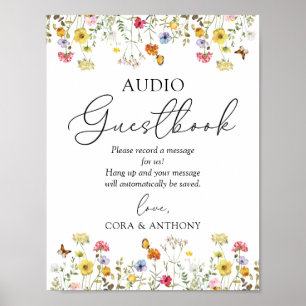 Vildblomma Boho Bröllop Ljud Gästbokskylt Poster