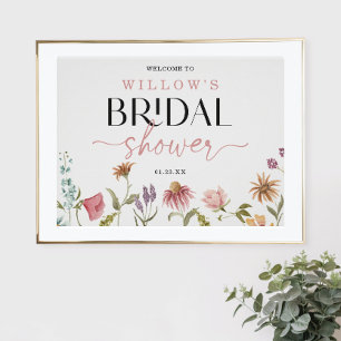 Vildblomma Boho Bröllopsdusch Välkomstskylt Poster