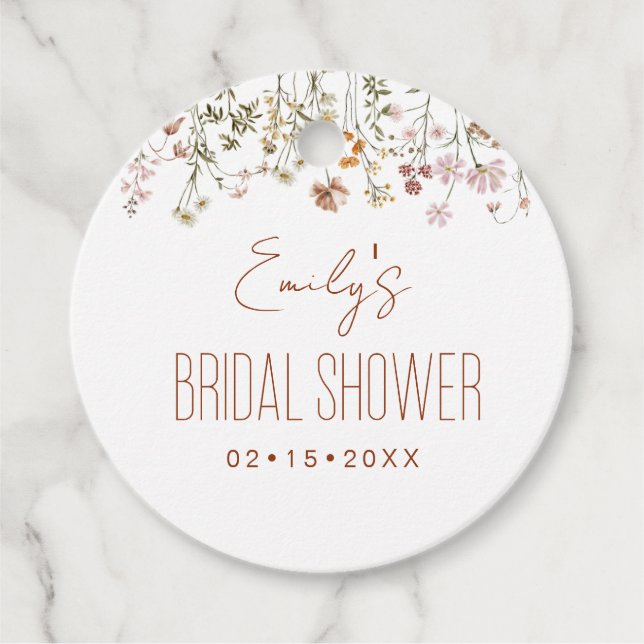 Vildblomma Boho Bröllopsfest I Knoppande Trädgård Gåvor Etiketter (Framsida)