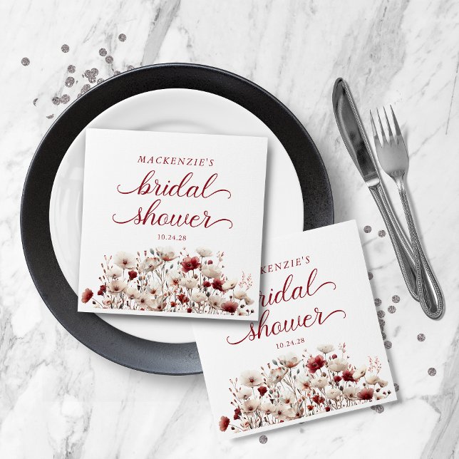 Vildblomma Boho Bröllopsfest på sen sommar Pappersservett (Late Summer Wildflower Boho Bridal Shower Napkins)