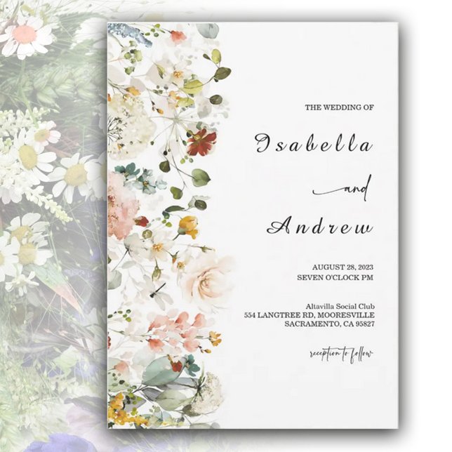 Vildblomma Boho Bröllopsinbjudan Inbjudningar (Skapare uppladdad)