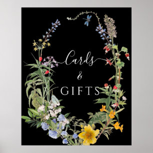 Vildblomma Boho Chic Blommiga Krans Kort och Gåvor Poster