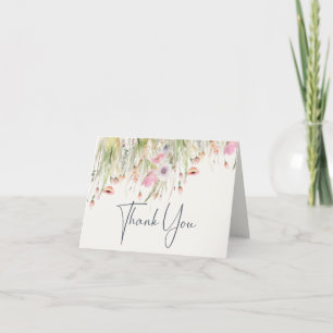Vildblomma Boho Chic Trädgårdsgrönska Tack Kort