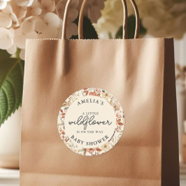 Vildblomma Boho Elfenbensvit Blommig Bebis-fest Runt Klistermärke