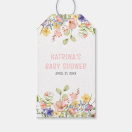 Vildblomma Boho Fält Könsneutrala Baby Shower Presentetikett