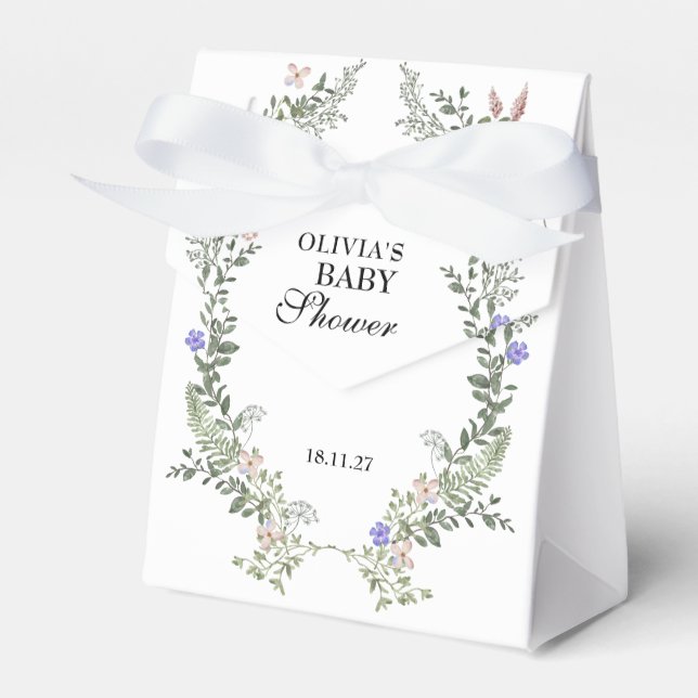 Vildblomma Boho Grön Könsneutral Bebis-badkar-fest Presentaskar (Framsidan Sidan)