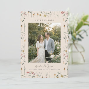Vildblomma Boho Höst Äng Bröllopsfoto Spara Datumet