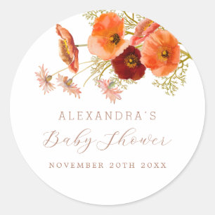 Vildblomma Boho Höst Blommig Anpassad Baby Shower Runt Klistermärke