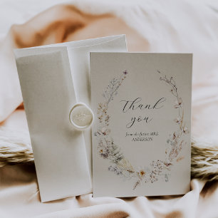 Vildblomma Boho Rustik Elegant Bröllopsdusch Tack Kort