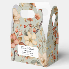 Vildblomma Boho Sälggrön Blommig Bebis-fest Presentaskar