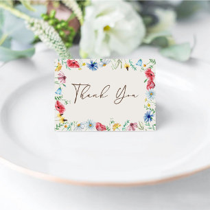 Vildblomma Boho Trädgård beige Vikad Tacksamhetsko Tack Kort