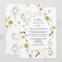 Vildblomma boho trädgård blommig bröllopsinbjudan