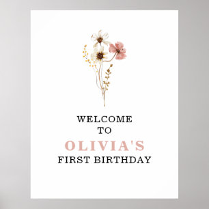 Vildblomma Boho trädgård blommig första födelsedag Poster