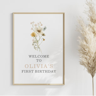 Vildblomma Boho trädgård blommig första födelsedag Poster