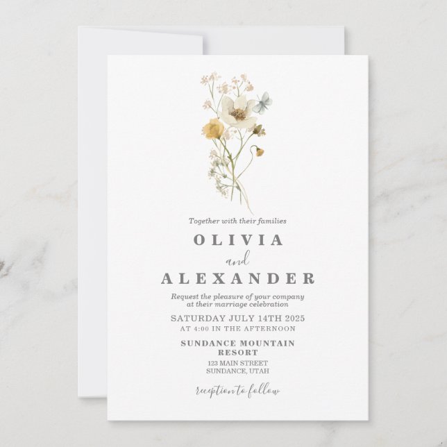 Vildblomma Boho trädgård blommig inbjudan (Framsida)