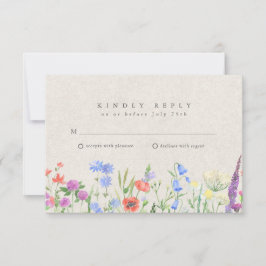 Vildblomma Boho Trädgård Bröllop RSVP OSA Kort