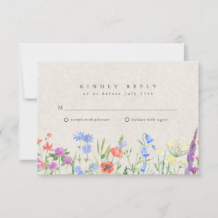 Vildblomma Boho Trädgård Bröllop RSVP OSA Kort