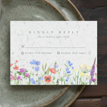 Vildblomma Boho Trädgård Bröllop RSVP 