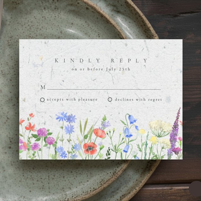 Vildblomma Boho Trädgård Bröllop RSVP  OSA Kort (Wildflower Boho Garden Wedding RSVP)