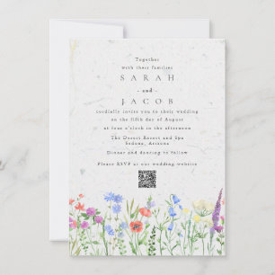 Vildblomma Boho Trädgård QR-kod Bröllopsinbjudan Inbjudningar