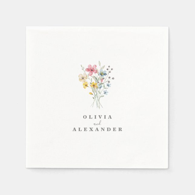 Vildblomma Boho trädgårdsblomma Pappersservett (Framsidan)
