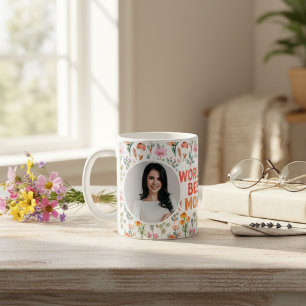 Vildblomma Boho Världens Bästa Mamma Foto Mors Dag Kaffemugg