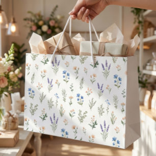 Vildblomma Botanisk Blå Lavendel Blommig Boho