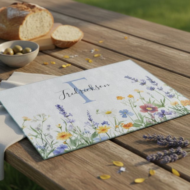 Vildblomma Botanisk Cottagecore Blommig Monogram (Monogram wildflower botanical design — a beautiful housewarming gift idea for a nature-inspired home)