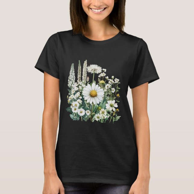 Vildblomma Botanisk Grafisk T-Shirt (Framsida)