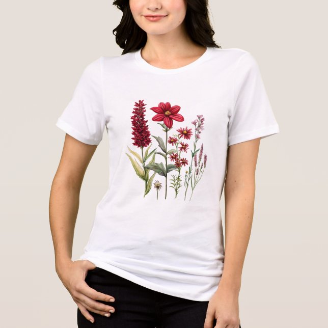 Vildblomma Botanisk Grafisk  T Shirt (Framsida)