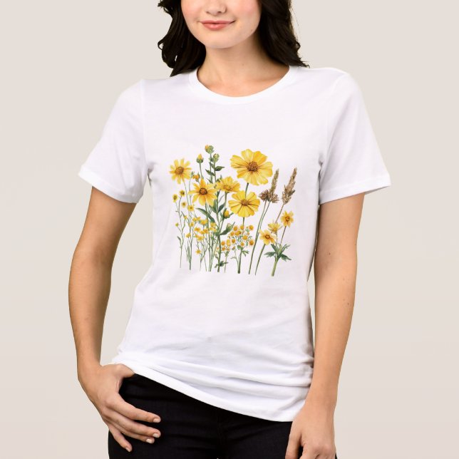 Vildblomma Botanisk Grafisk  T Shirt (Framsida)