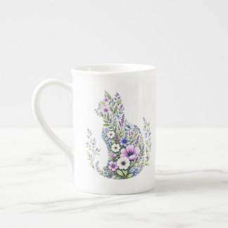 Vildblomma Botanisk Katt Siluett Benporslin Mugg