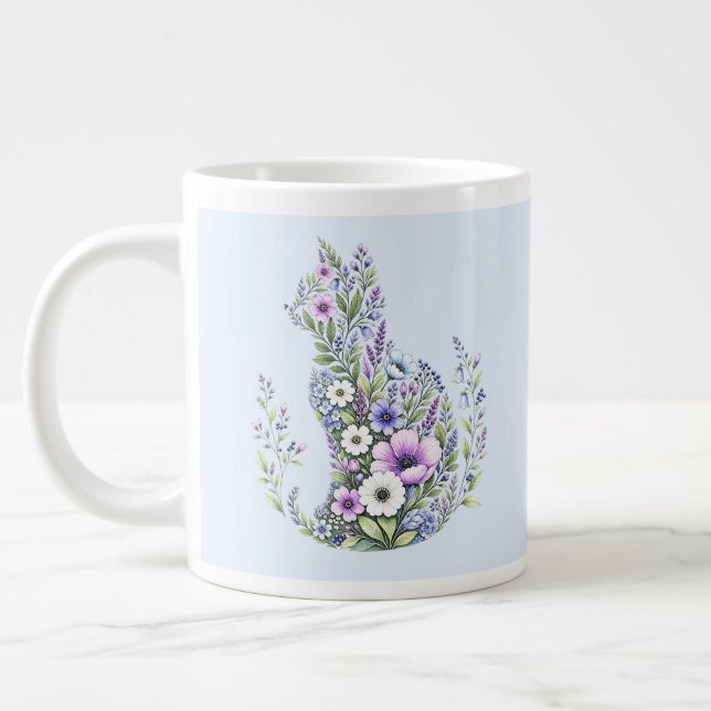 Vildblomma Botanisk Katt Siluett Jumbo Mugg (Vänster)