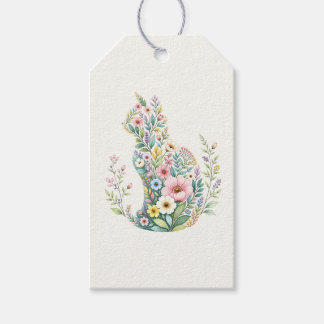 Vildblomma Botanisk Katt Siluett Presentetikett