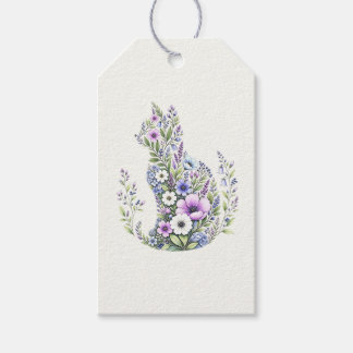Vildblomma Botanisk Katt Siluett Presentetikett