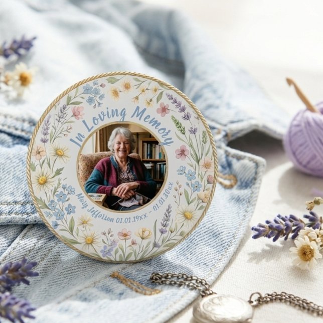 Vildblomma Botanisk Sorg Kondoleans Knapp (Wildflower bereavement sympathy button)