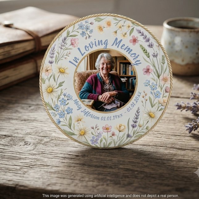 Vildblomma Botanisk Sorg Kondoleans Knapp (Wildflower bereavement sympathy button)