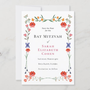 Vildblomma Botanisk trädgård Bat Mitzvah  Inbjudningar