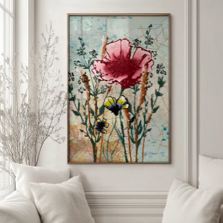 Vildblomma Botanisk Väggkonsttryck Poster