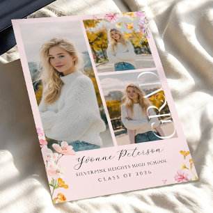 Vildblomma & Bow-examensinbjudan Inbjudningar